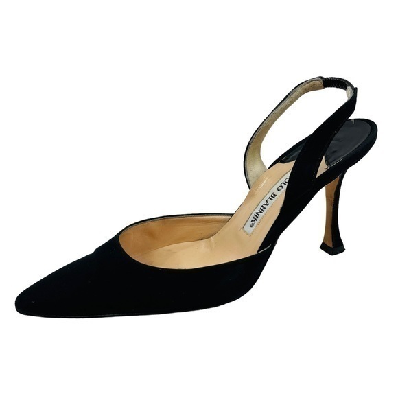 Manolo Blahnik Shoes - MANOLO BLAHNIK Carolyne Slingback Black | Size 35.5 | Black Fabric | EUC